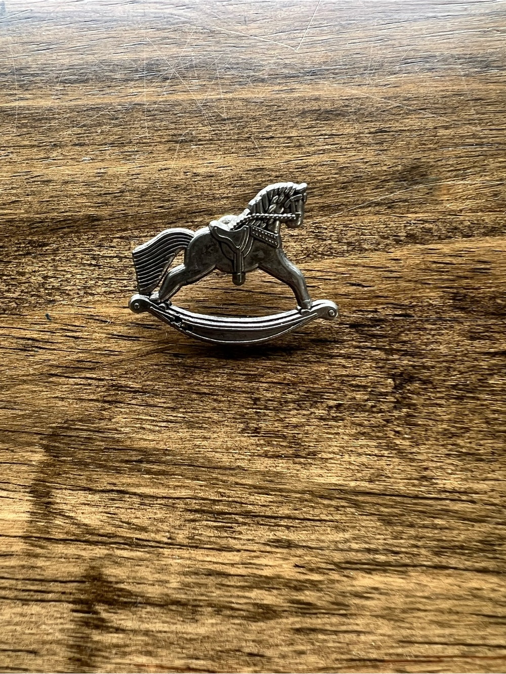 Vintage Pewter Hallmark Rocking Horse Brooch 1998